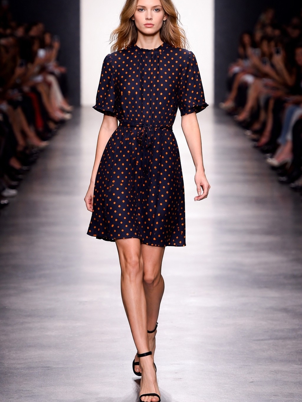 Tommy Hilfiger Navy Blue Dress with Orange Polka Dots